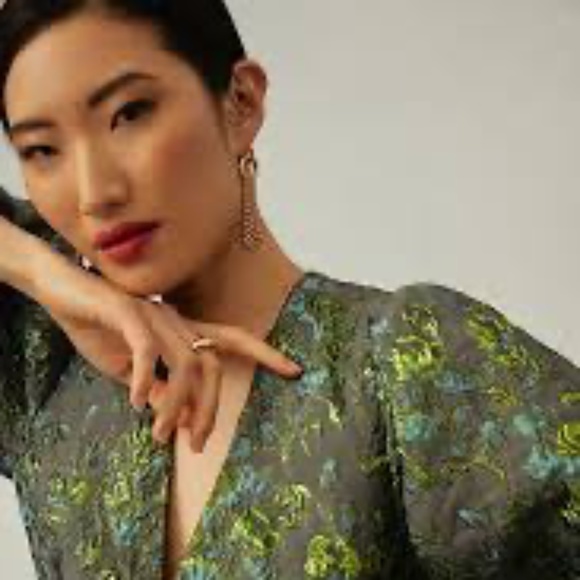 COREY LYNN CALTER DEEP-V JACQUARD DRESS - Picture 6 of 16